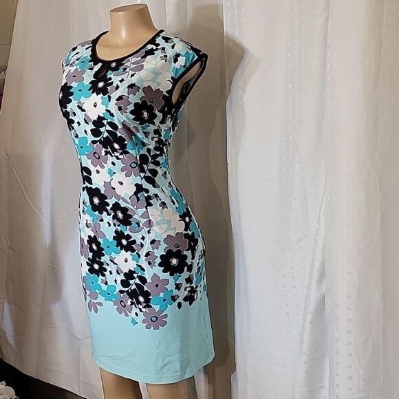 JESSICA ROSE ROUNDNECK SLEEVELESS MULTI-COLOR ZIP CLOSURE ABOVE THE KNEE DRESS - Picture 4 of 15